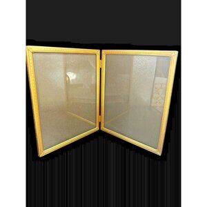 Vintage Ornate Brass Double Picture Frame, Hinged 8"x10" (x2) Mid Century Modern